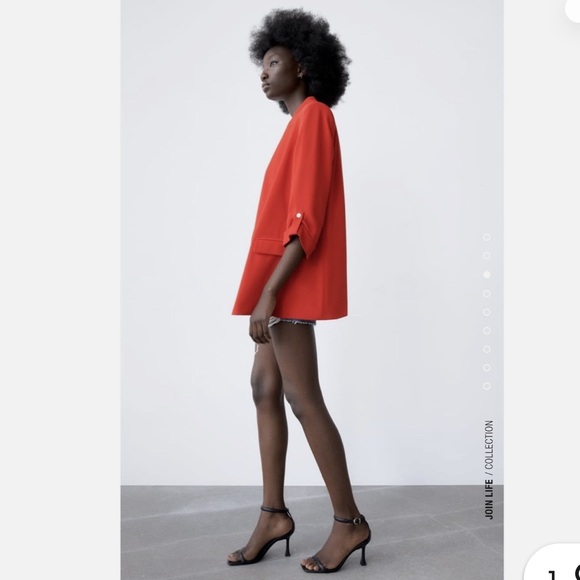 Zara Red Rolled Up Sleeves Blazer Sz: L - Picture 3 of 14